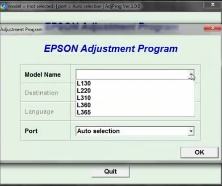 epson adjustment program model name