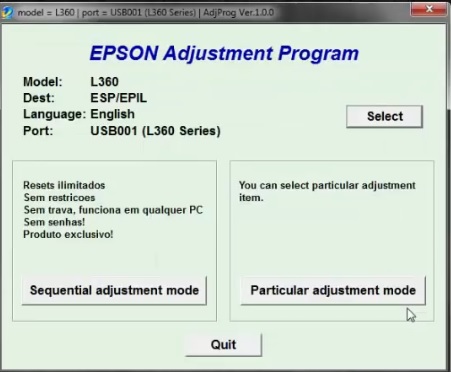 epson adjustment program particular adjustment mode