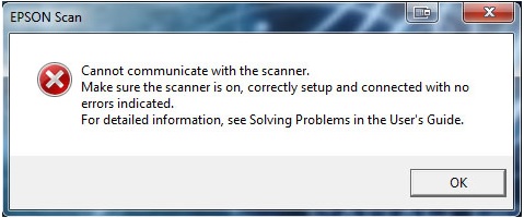 Error EPSON Scan Cannot communicate with the scanner