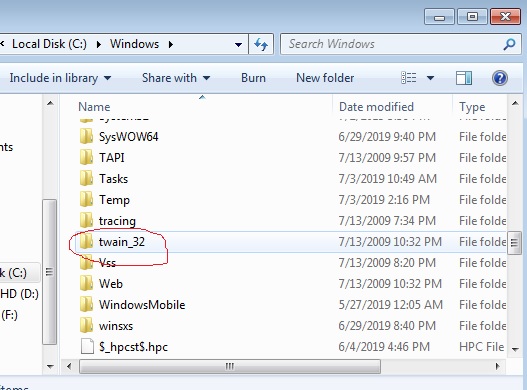 Folder twain_32 di windows 7