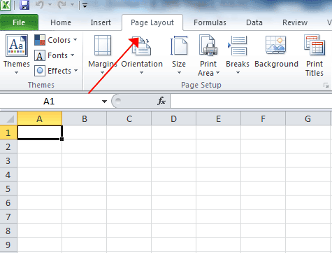 page layout toolbar microsoft excel