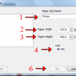 user defined paper size F4 in mm