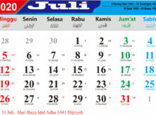 Kalender Bulan Juli 2020 Lengkap Hari Libur Nasional