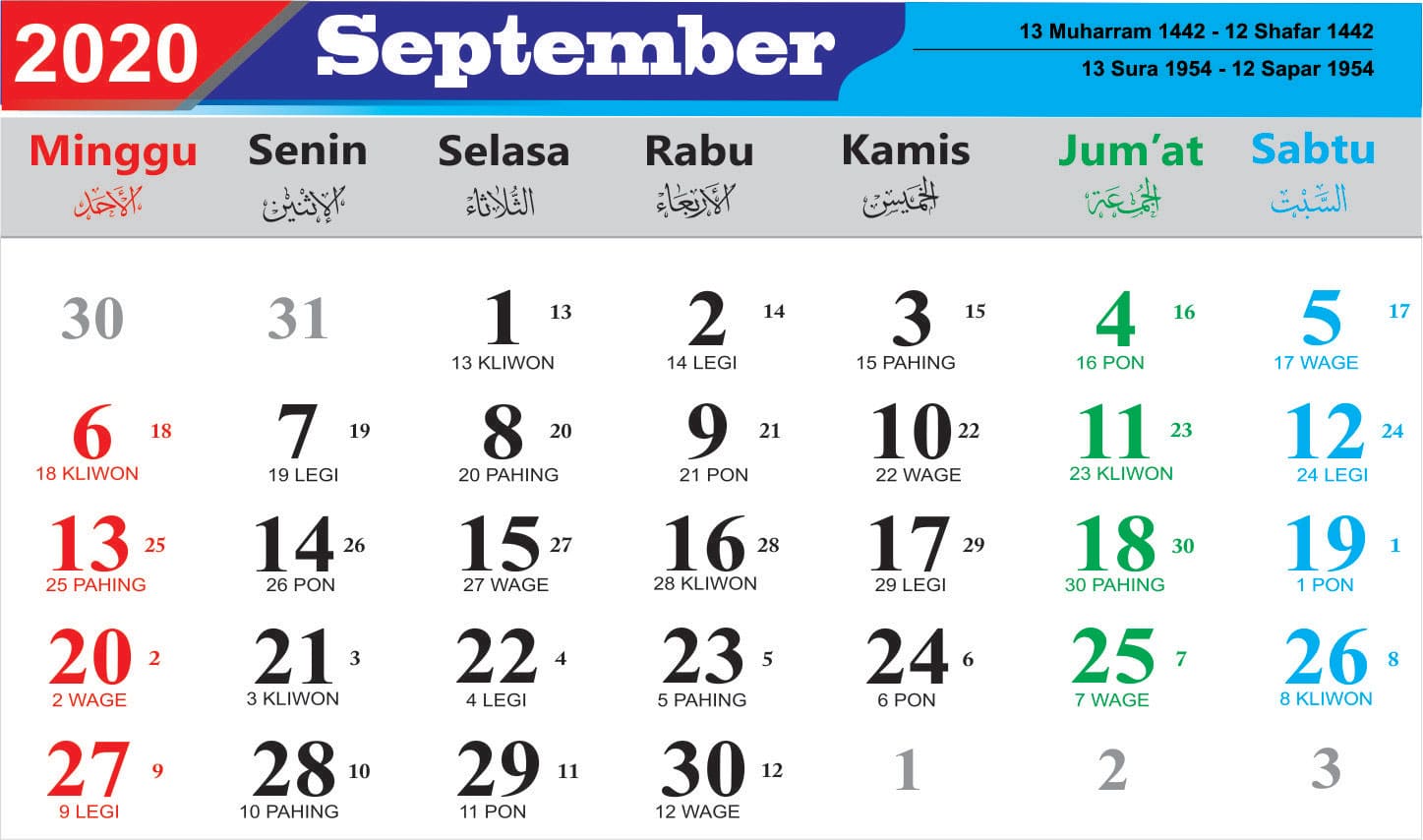 Kalender September Indonesia Lengkap Dengan Hari Libur Nasional Berikut Tanggal Yang