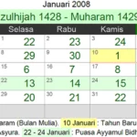 kalender hijriyah januari 2008