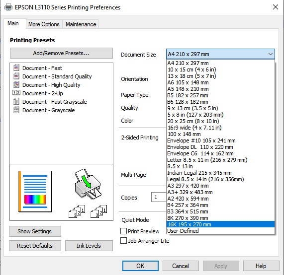 Cara Setting Ukuran Kertas F4 Printer Epson Yang Tidak Muncul