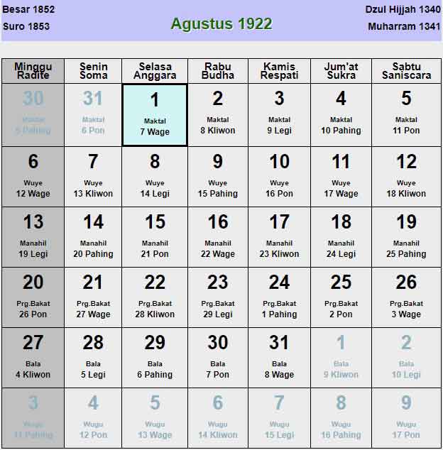 Kalender-jawa-agustus-1922