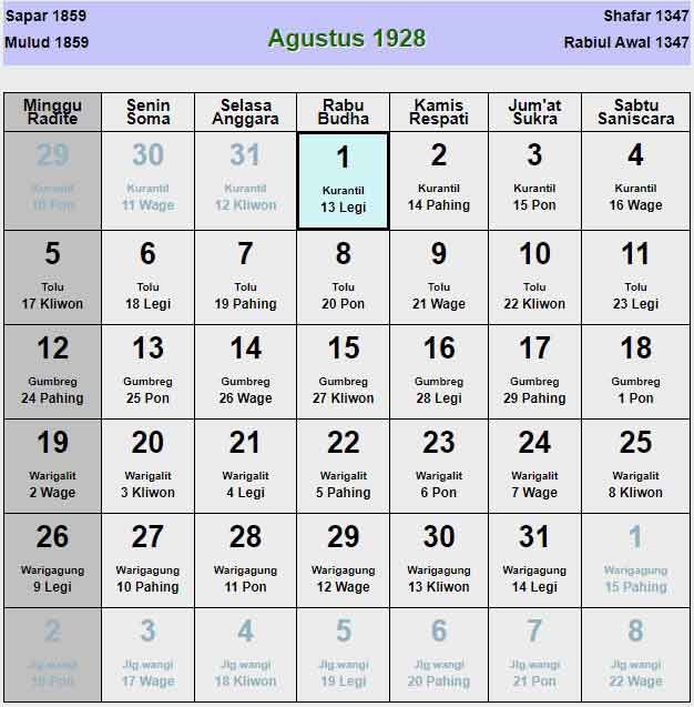 Kalender-jawa-agustus-1928