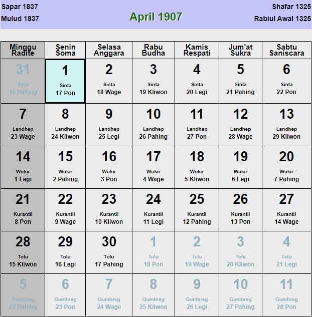 Kalender-jawa-april-1907
