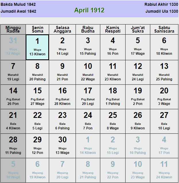 Kalender-jawa-april-1912