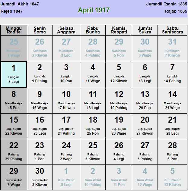 Kalender-jawa-april-1917