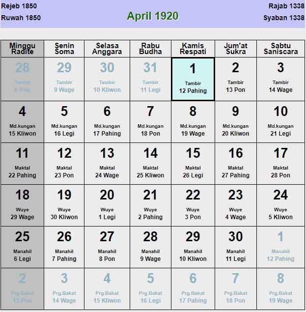 Kalender-jawa-april-1920