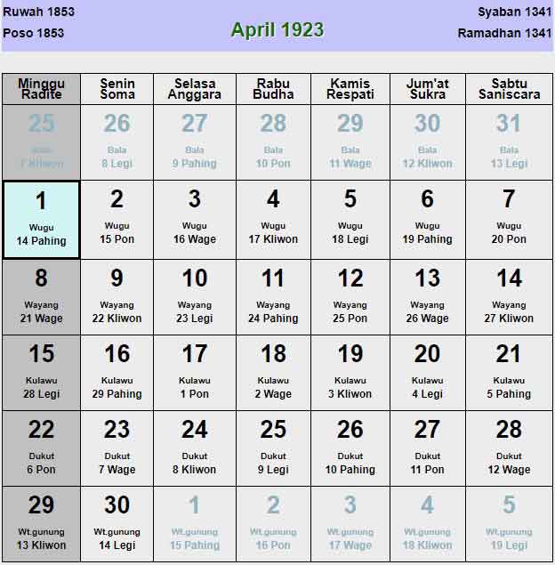 Kalender-jawa-april-1923