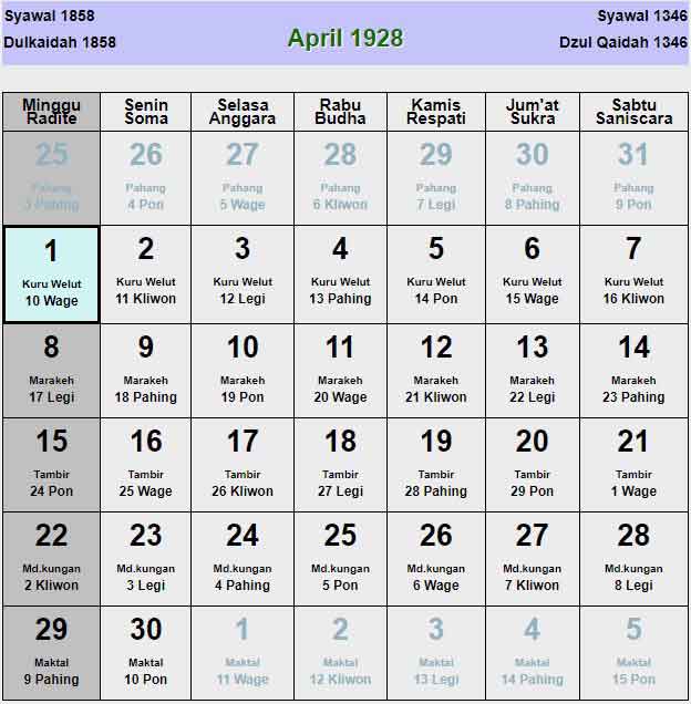 Kalender-jawa-april-1928