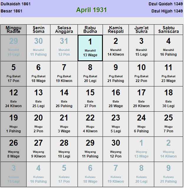 Kalender-jawa-april-1931
