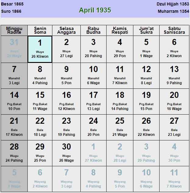 Kalender-jawa-april-1935