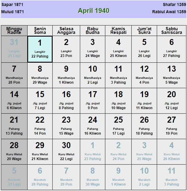 Kalender-jawa-april-1940
