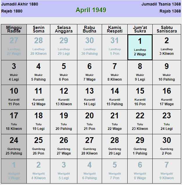 Kalender-jawa-april-1949