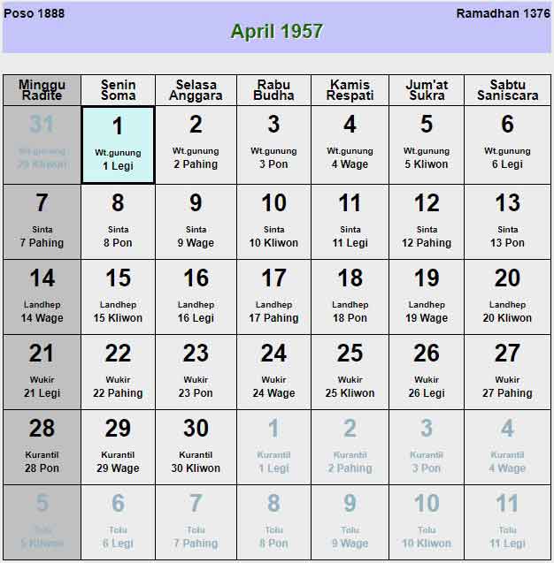 Kalender-jawa-april-1957