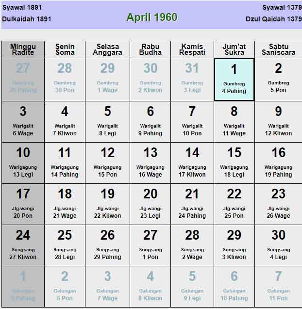 Kalender-jawa-april-1960