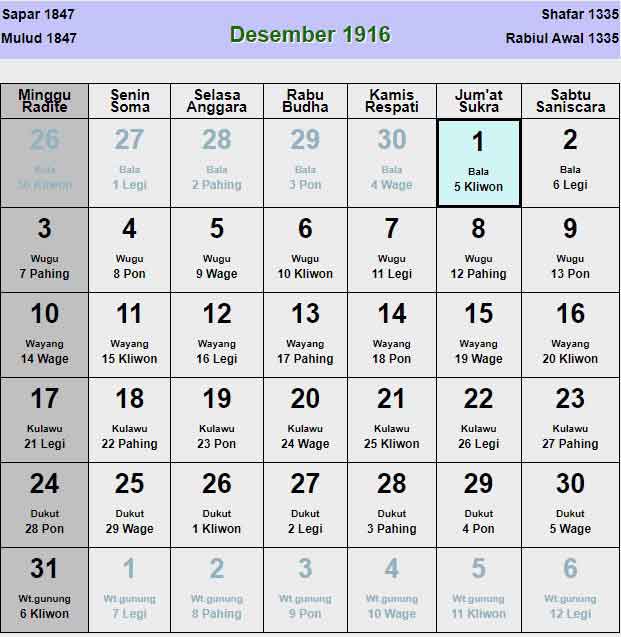 Kalender-jawa-desember-1916