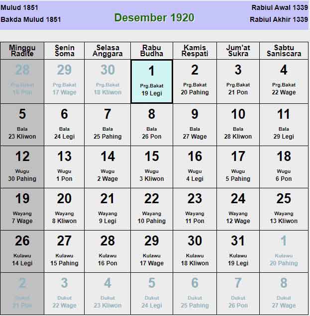 Kalender-jawa-desember-1920