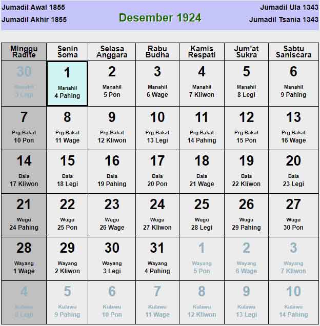 Kalender-jawa-desember-1924