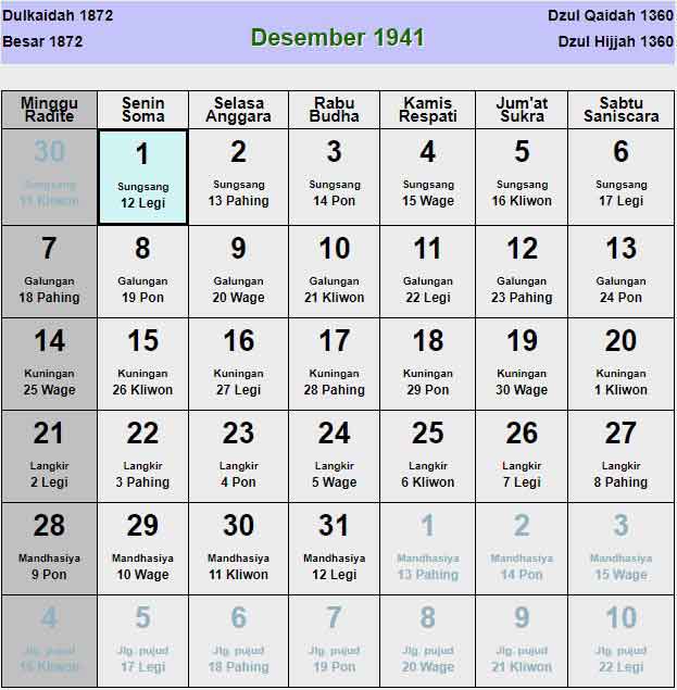 Kalender-jawa-desember-1941