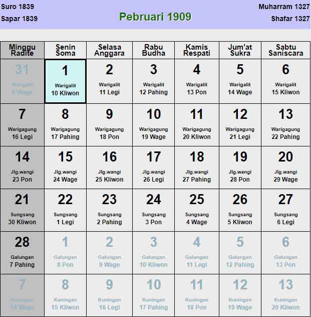 Kalender-jawa-februari-1909