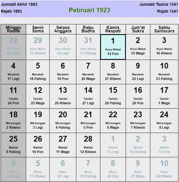 Kalender-jawa-februari-1923
