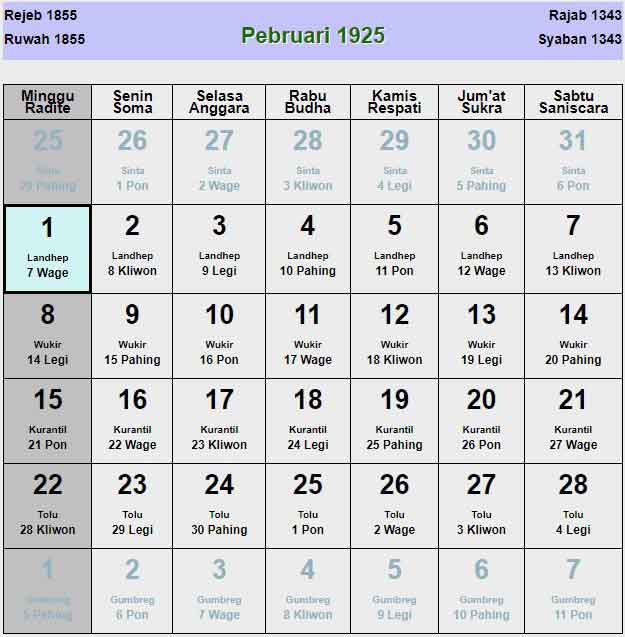 Kalender-jawa-februari-1925