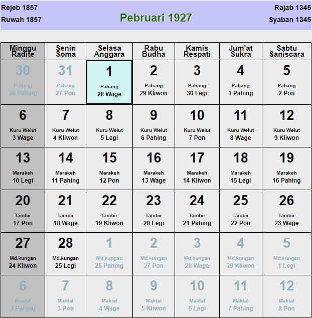 Kalender-jawa-februari-1927