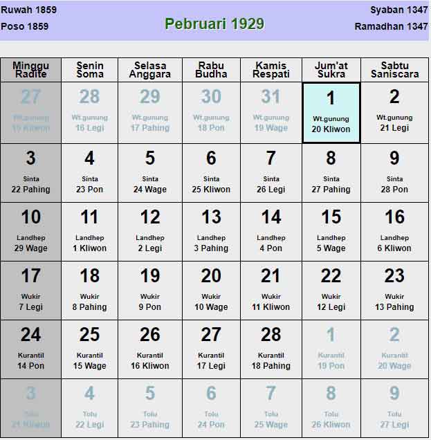 Kalender-jawa-februari-1929