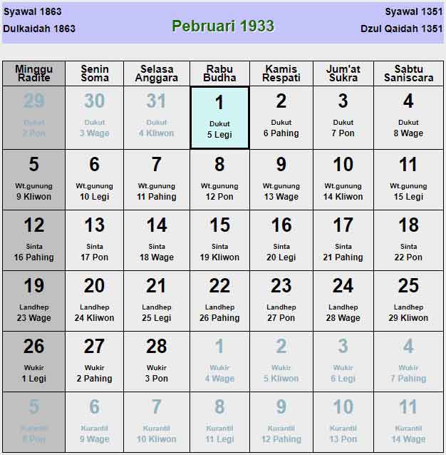 Kalender-jawa-februari-1933
