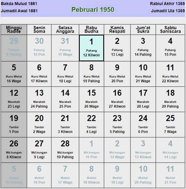 Kalender-jawa-februari-1950