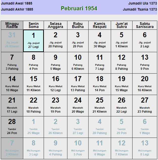 Kalender-jawa-februari-1954