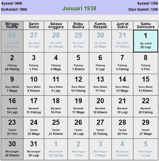 Kalender-jawa-januari-1938