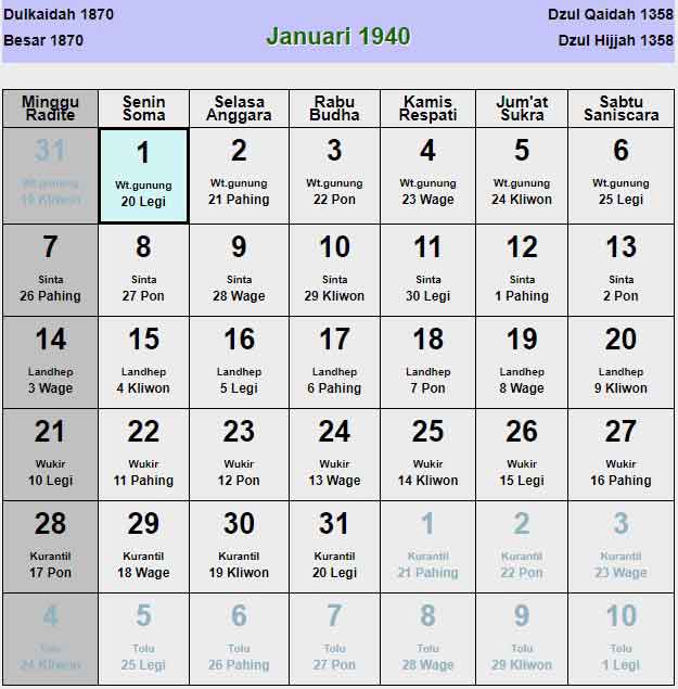 Kalender-jawa-januari-1940