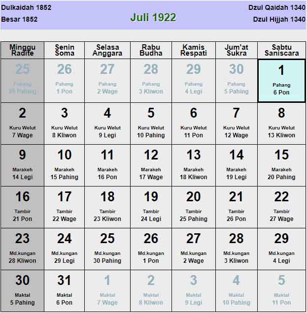 Kalender-jawa-juli-1922