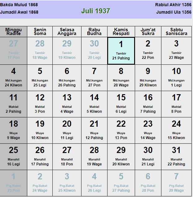 Kalender-jawa-juli-1937