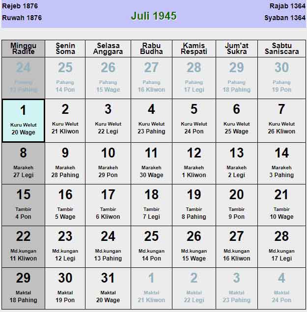 Kalender-jawa-juli-1945
