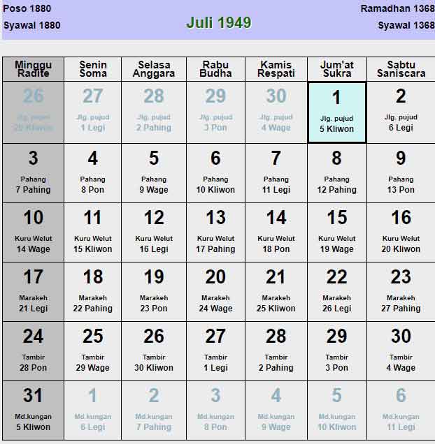 Kalender-jawa-juli-1949