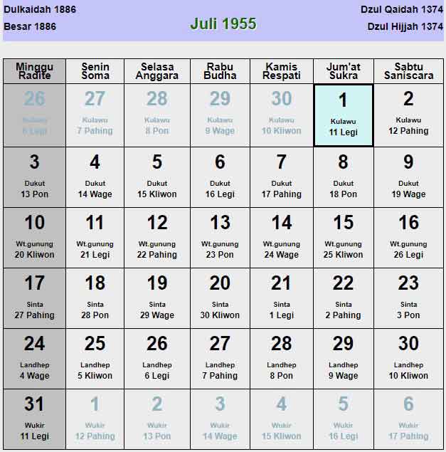 Kalender-jawa-juli-1955