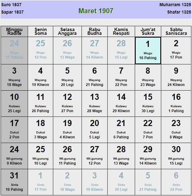 Kalender-jawa-maret-1907