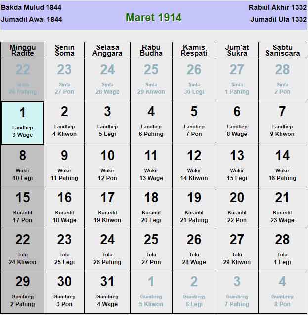 Kalender-jawa-maret-1914