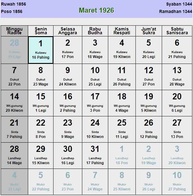 Kalender-jawa-maret-1926