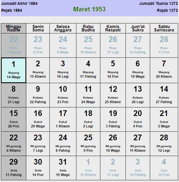 Kalender-jawa-maret-1953