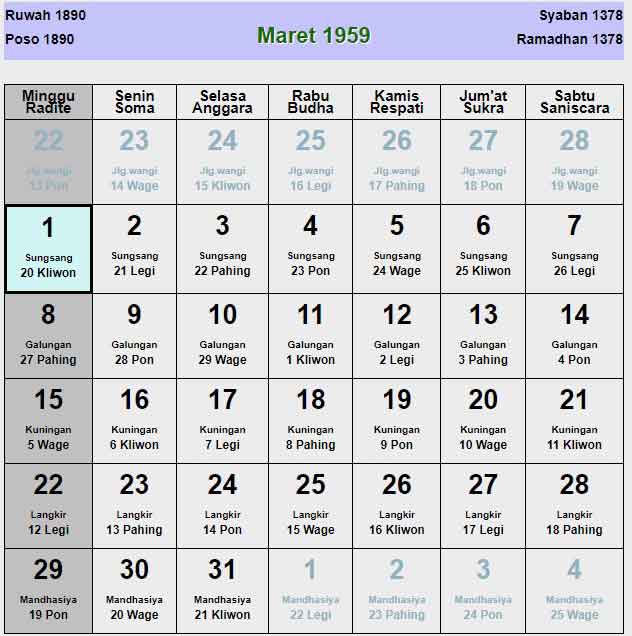 Kalender-jawa-maret-1959