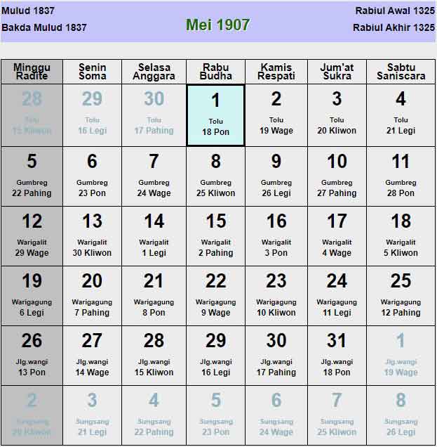Kalender-jawa-mei-1907