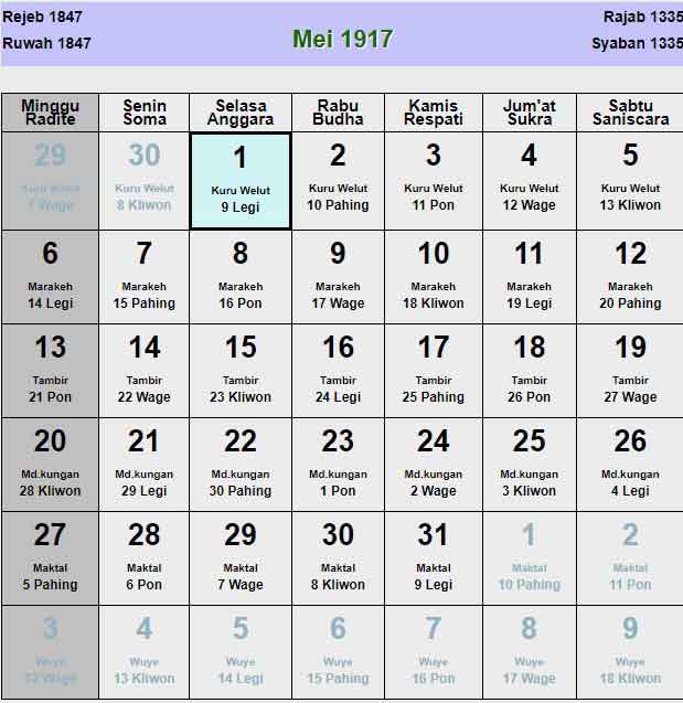 Kalender-jawa-mei-1917